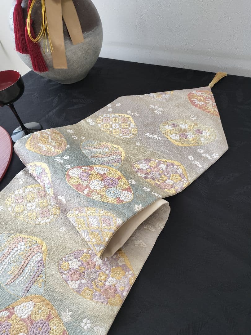 A717高級‼️ひな祭り‼️袋帯テーブルランナー2m17cm