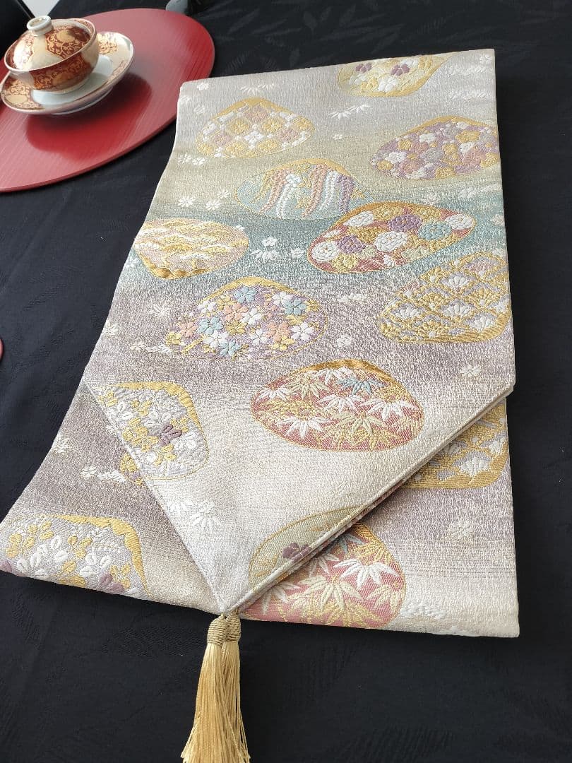 A717高級‼️ひな祭り‼️袋帯テーブルランナー2m17cm