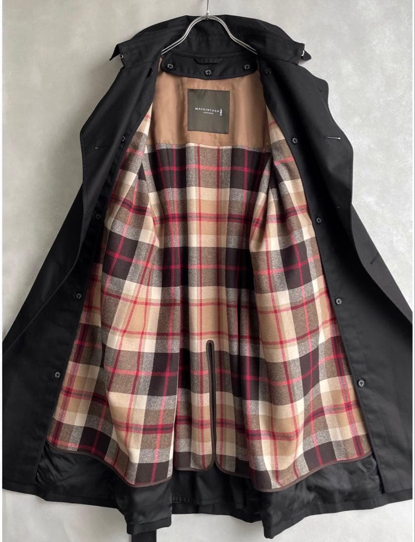 美品✨マッキントッシュロンドン　トレンチコート　38 黒　チェックライナー付き