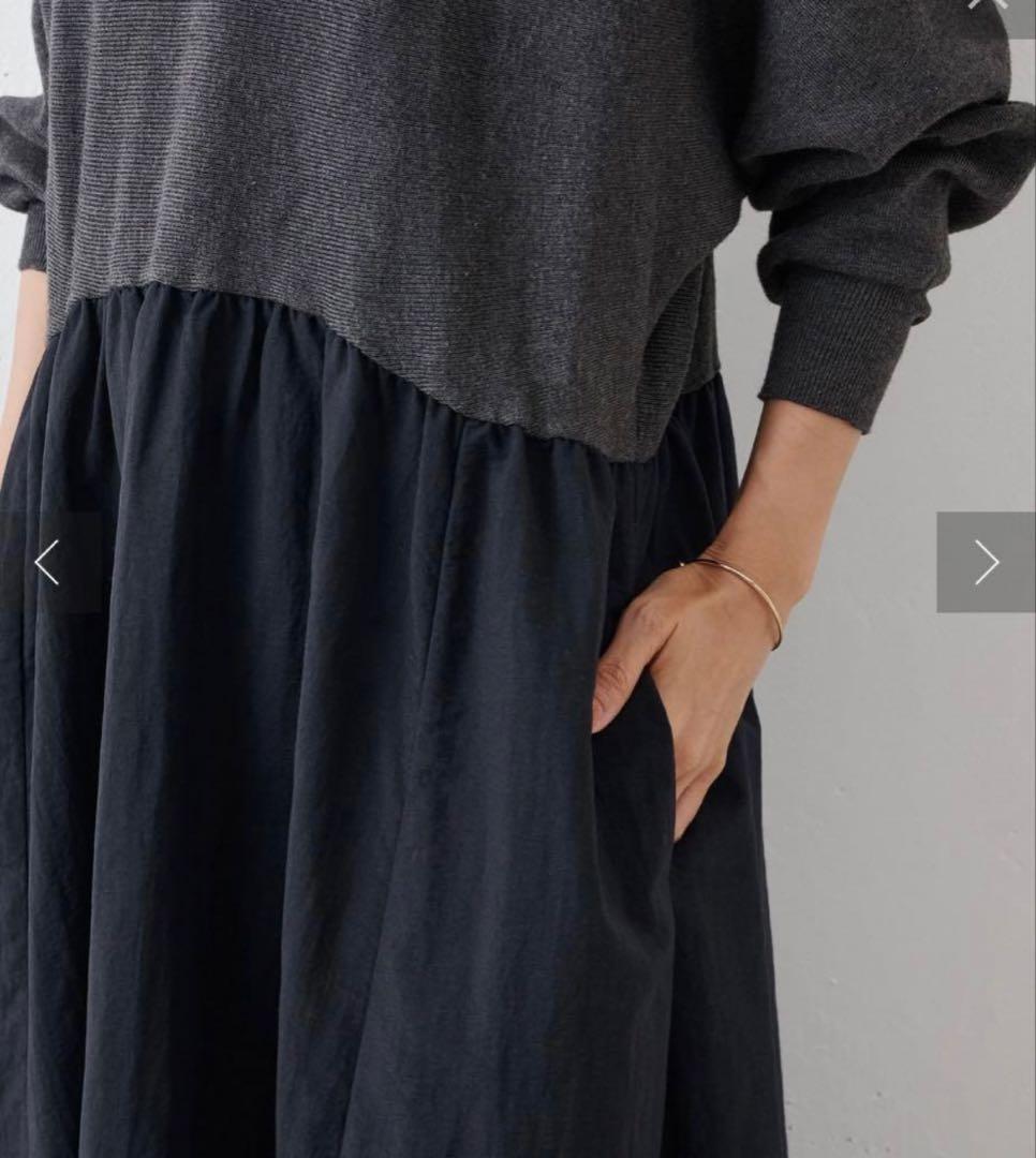 ビアズリー　ニットコンビギャザーワンピース黒・グレー　サイズ0