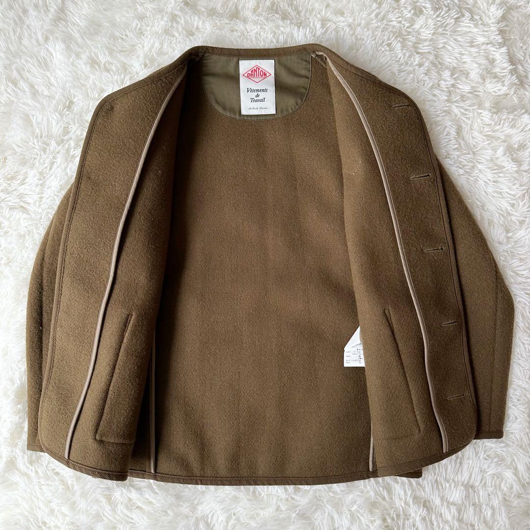 DANTON ダントン ウールモッサ ノーカラージャケット ブラウン