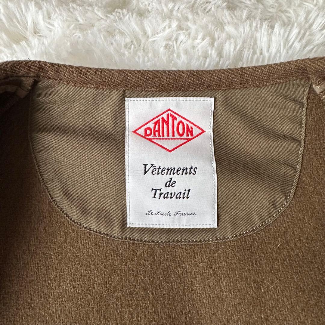 DANTON ダントン ウールモッサ ノーカラージャケット ブラウン