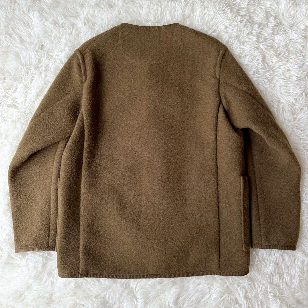 DANTON ダントン ウールモッサ ノーカラージャケット ブラウン