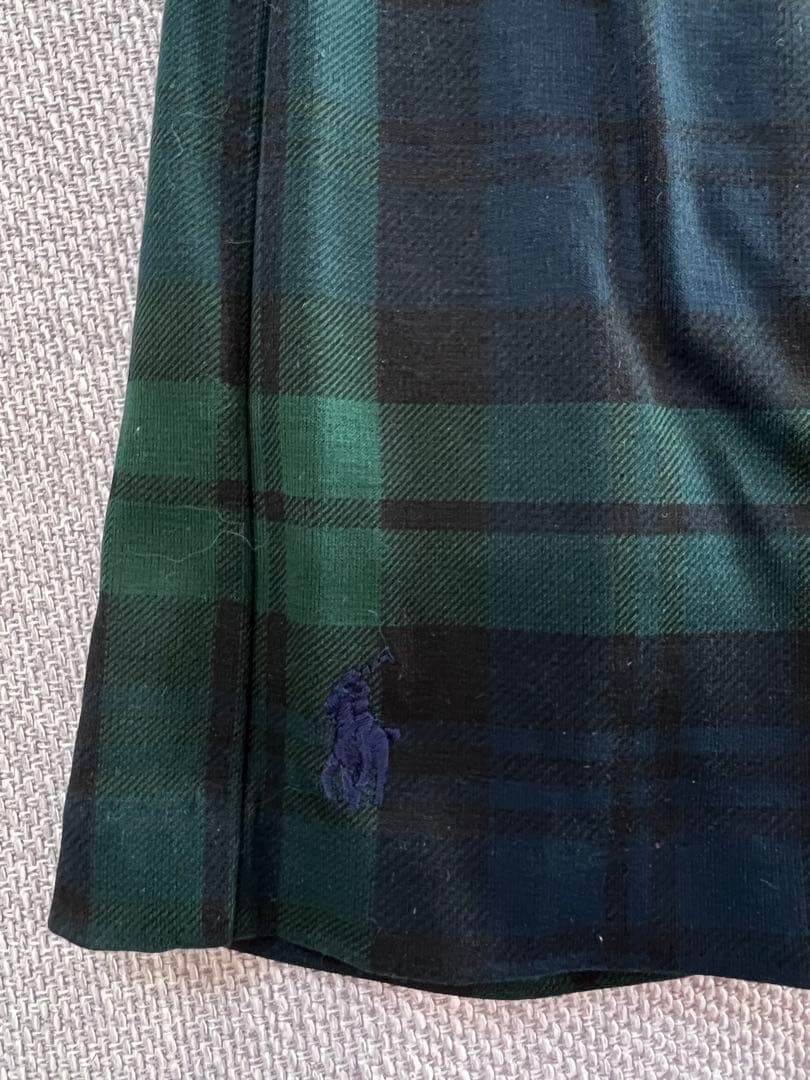 ラルフローレン　緑×黒　ノースリーブ チェック柄 ワンピース　サイズL150cm