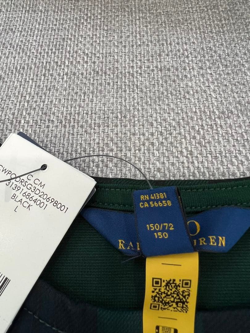 ラルフローレン　緑×黒　ノースリーブ チェック柄 ワンピース　サイズL150cm