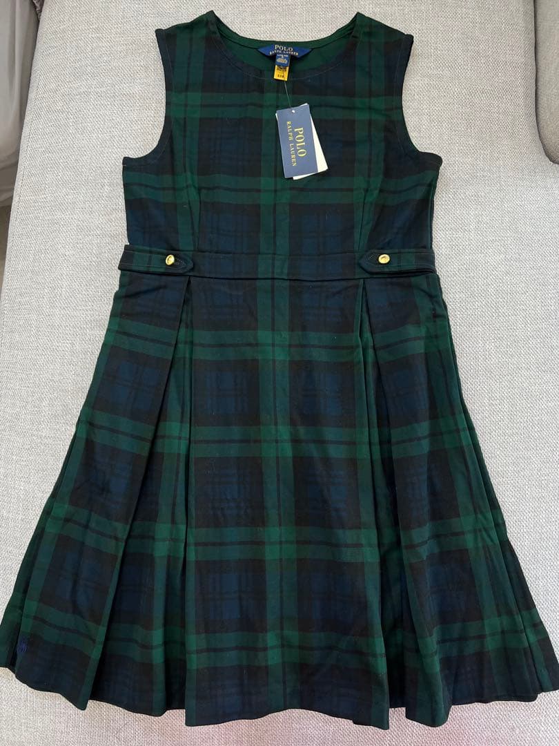 ラルフローレン　緑×黒　ノースリーブ チェック柄 ワンピース　サイズL150cm