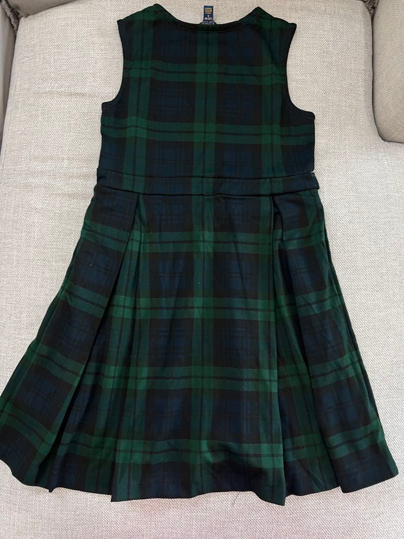 ラルフローレン　緑×黒　ノースリーブ チェック柄 ワンピース　サイズL150cm
