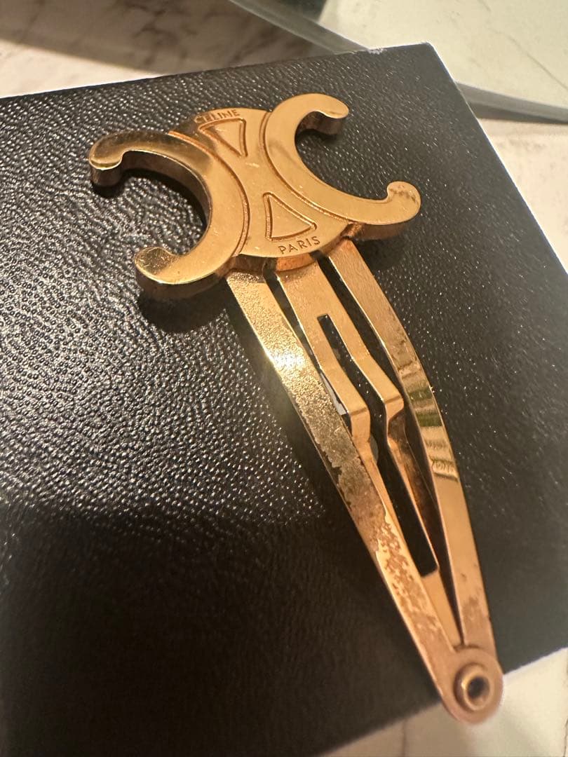 CELINE セリーヌ トリオンフ ヘアクリップ ヘアピン ゴールド レディース