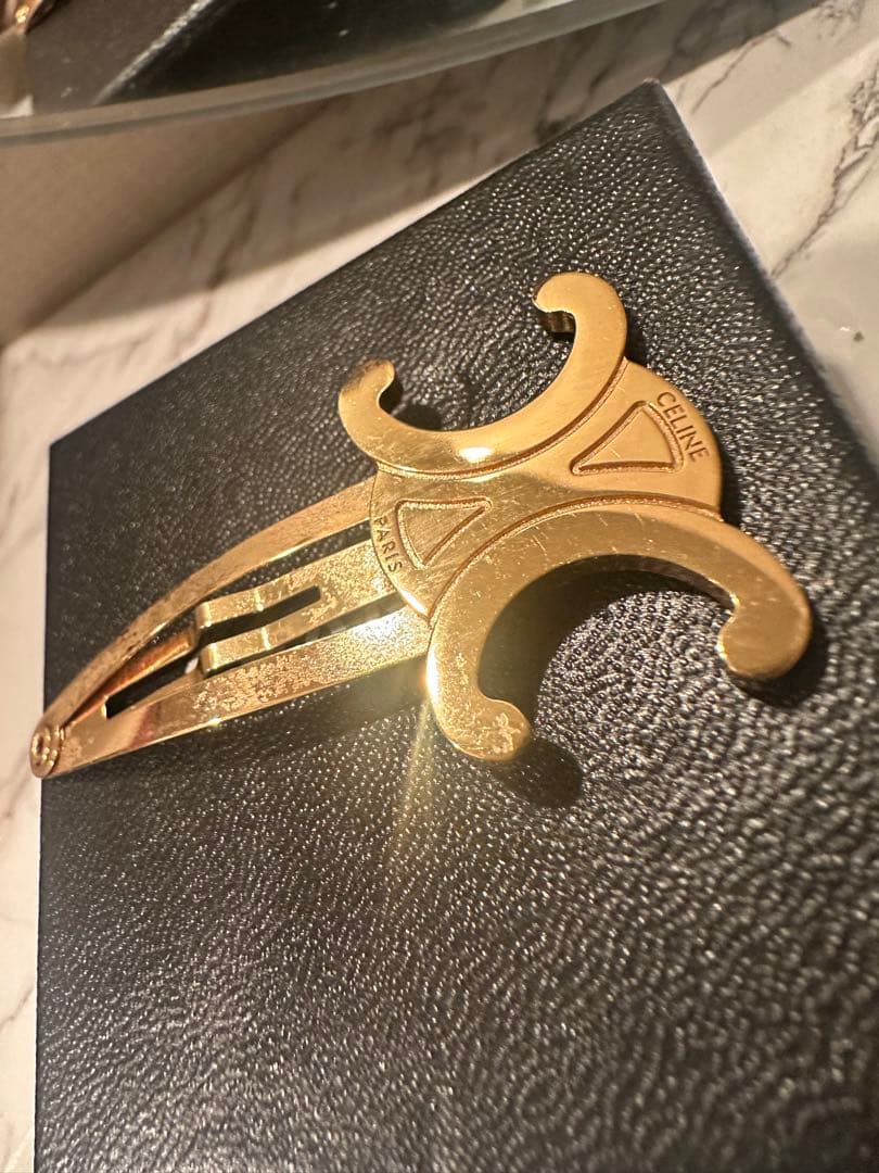 CELINE セリーヌ トリオンフ ヘアクリップ ヘアピン ゴールド レディース