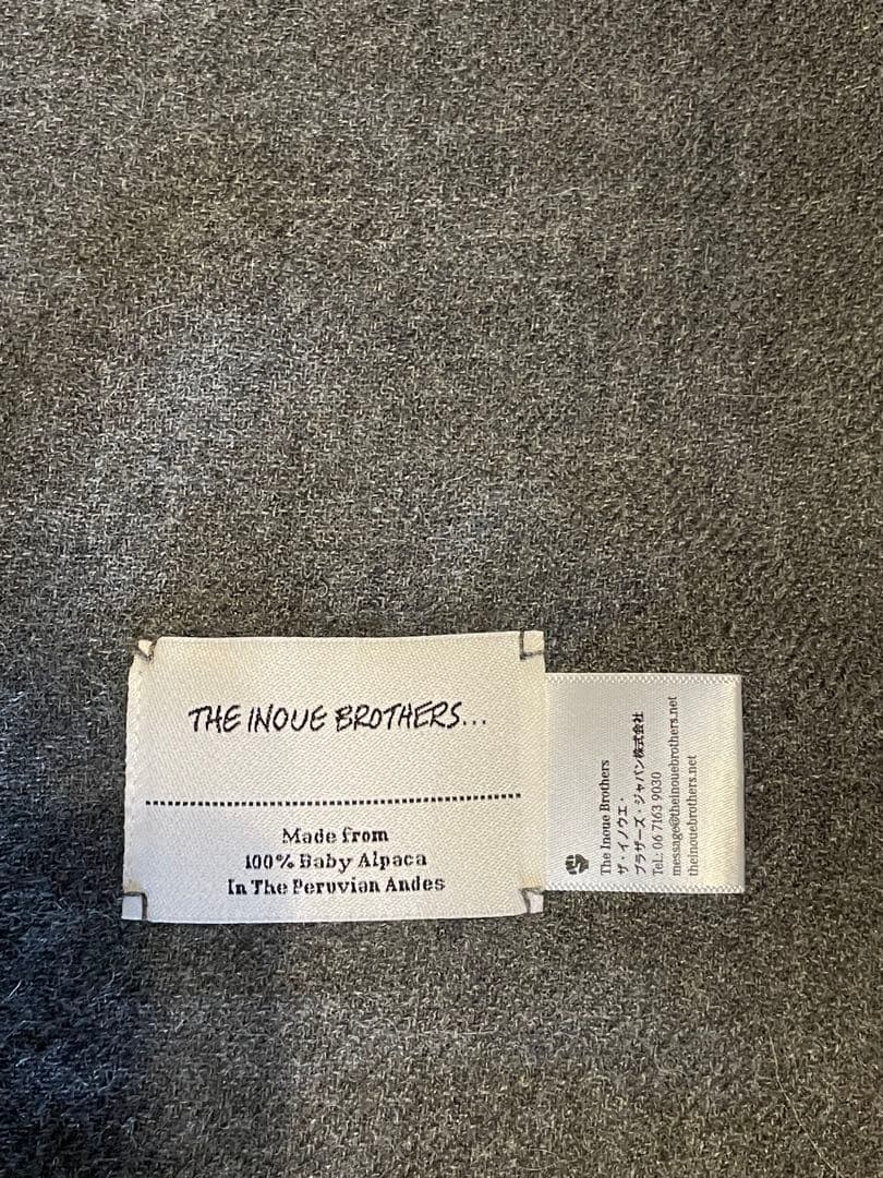 「The Inoue Brothers ベビーアルパカ大判ストール グレー」