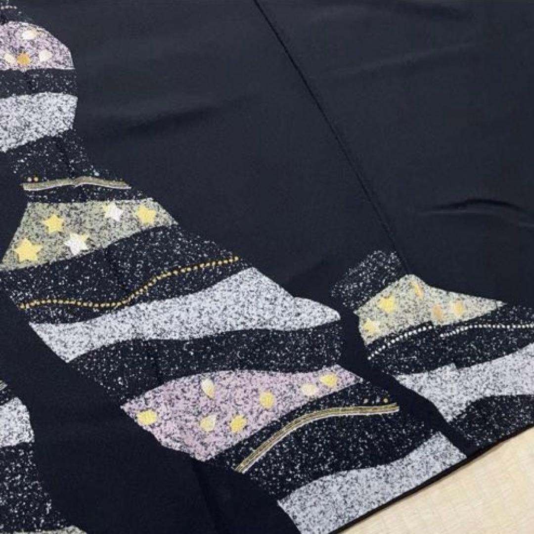 専用作家物 岩井流家元 岩井友見 星 箔 染め 訪問着 ひとつ紋
