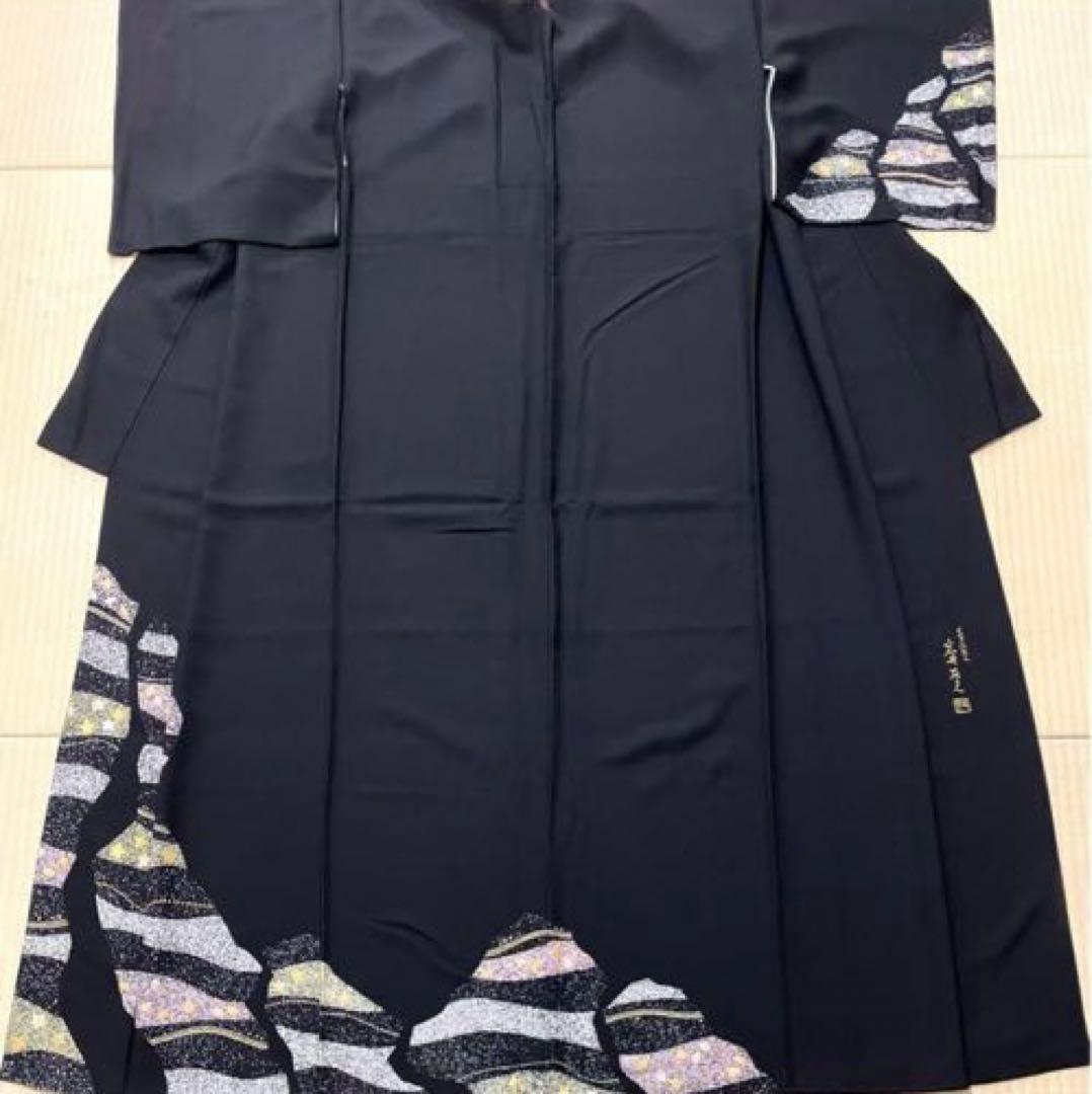 専用作家物 岩井流家元 岩井友見 星 箔 染め 訪問着 ひとつ紋