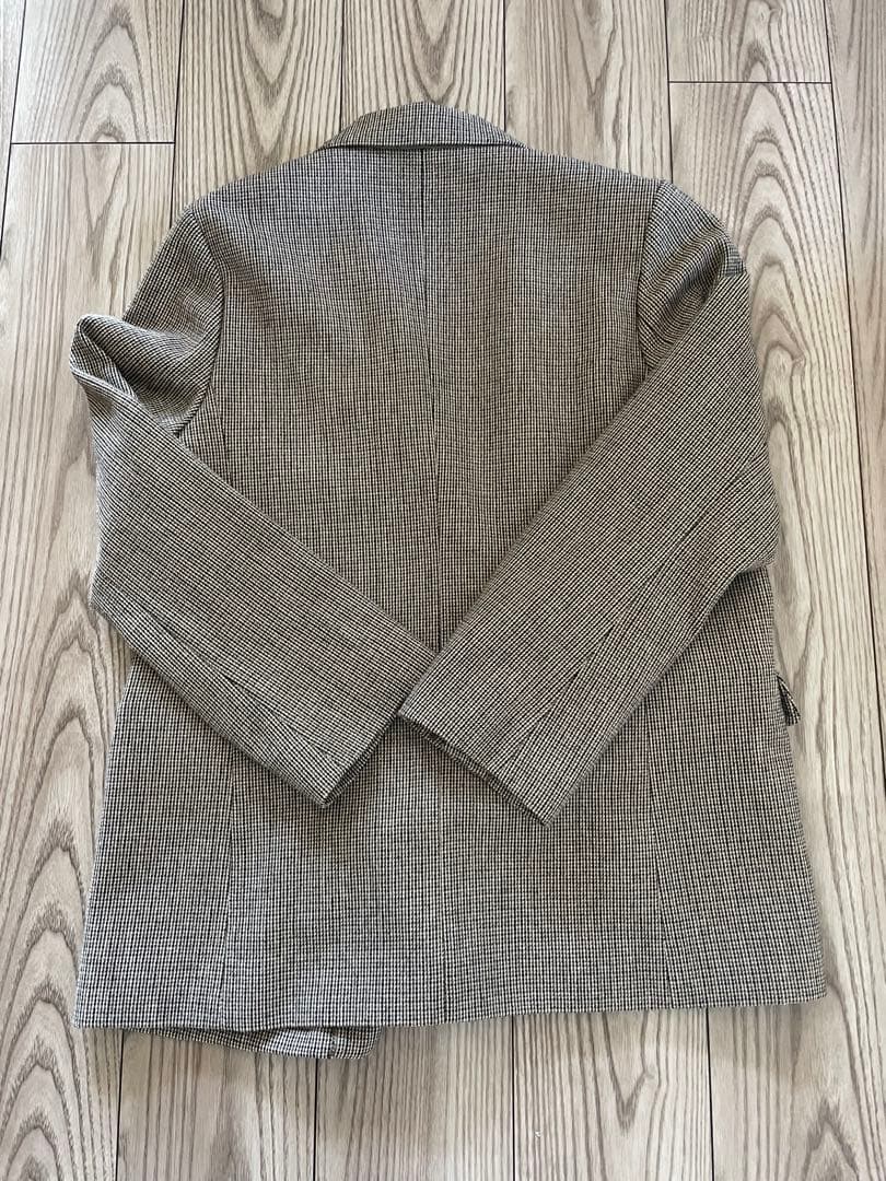 新品　チェック金釦ダブルブレストロングブレザー　Mila Owen