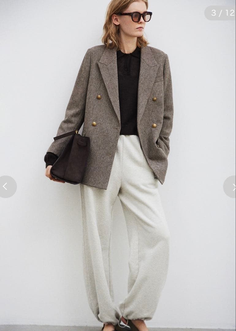 新品　チェック金釦ダブルブレストロングブレザー　Mila Owen