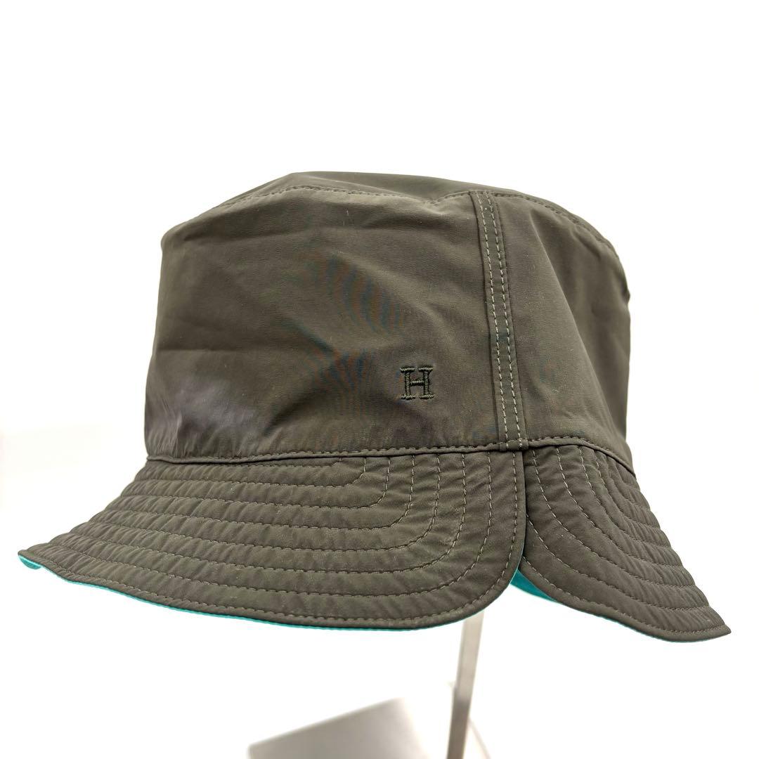 美品 HERMES エルメス 帽子 バケットハット Hロゴ カーキ ナイロン