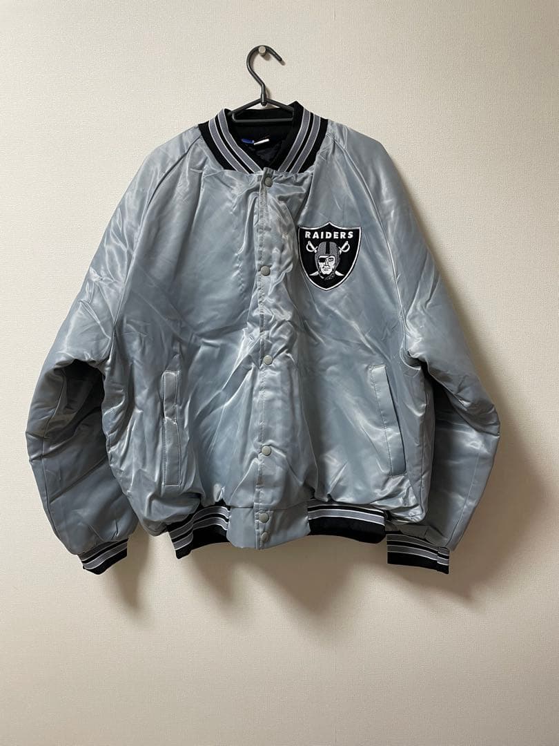 RAIDERS レイダース サテンスタジャン USA製 XL NFL シルバー