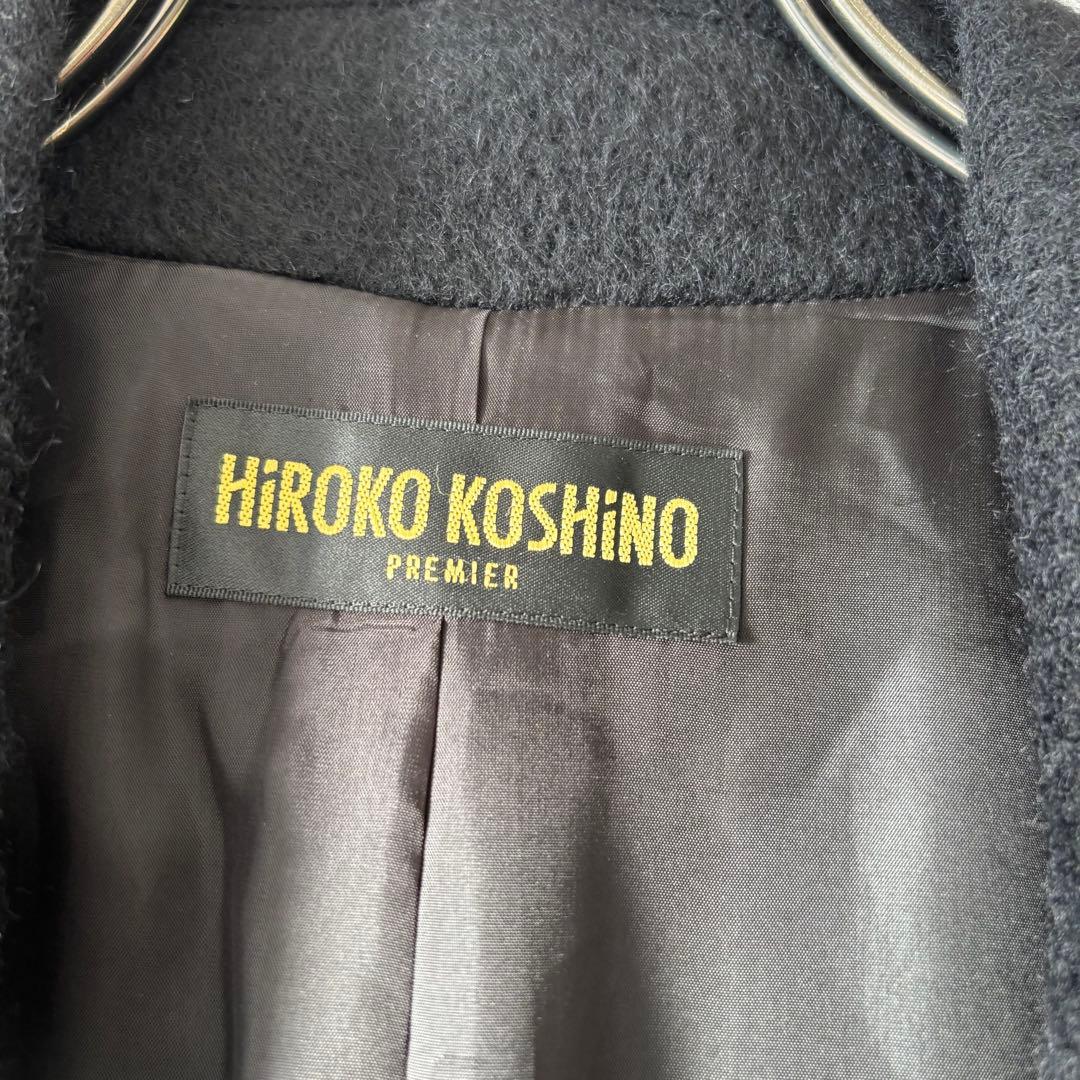 【極美品/高級】ヒロココシノ シャギーコート ロング ブラック 40 ゆったり