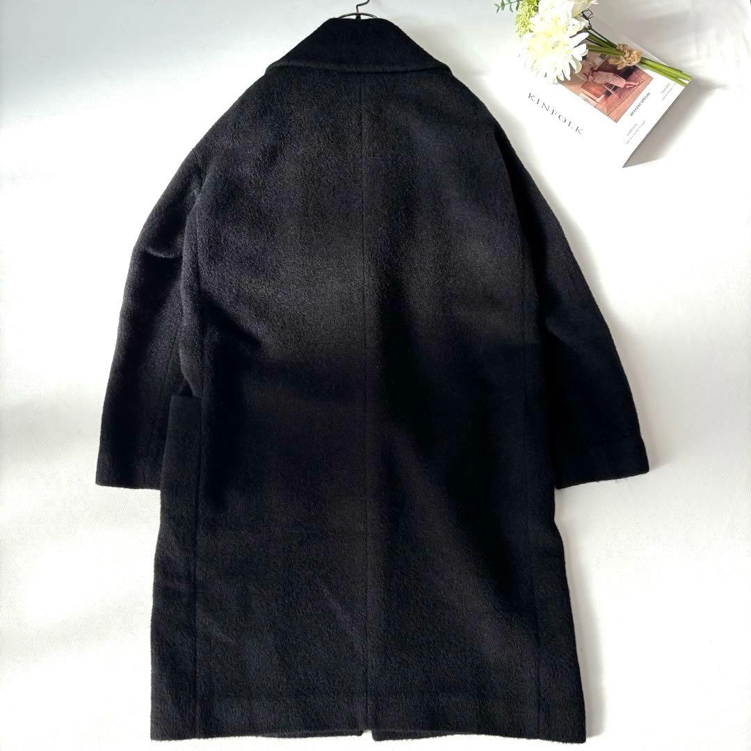 【極美品/高級】ヒロココシノ シャギーコート ロング ブラック 40 ゆったり