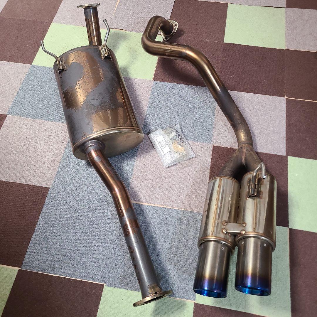 ガナドールマフラー、右ダブル出し、 品番GVE-029MBL、プラド、ブルー発色