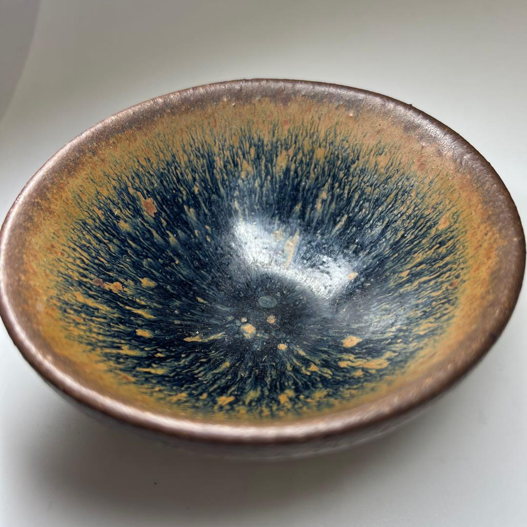 中国古玩　天目茶碗　口径約12㎝　東Y8-0204☆2Fタカサ