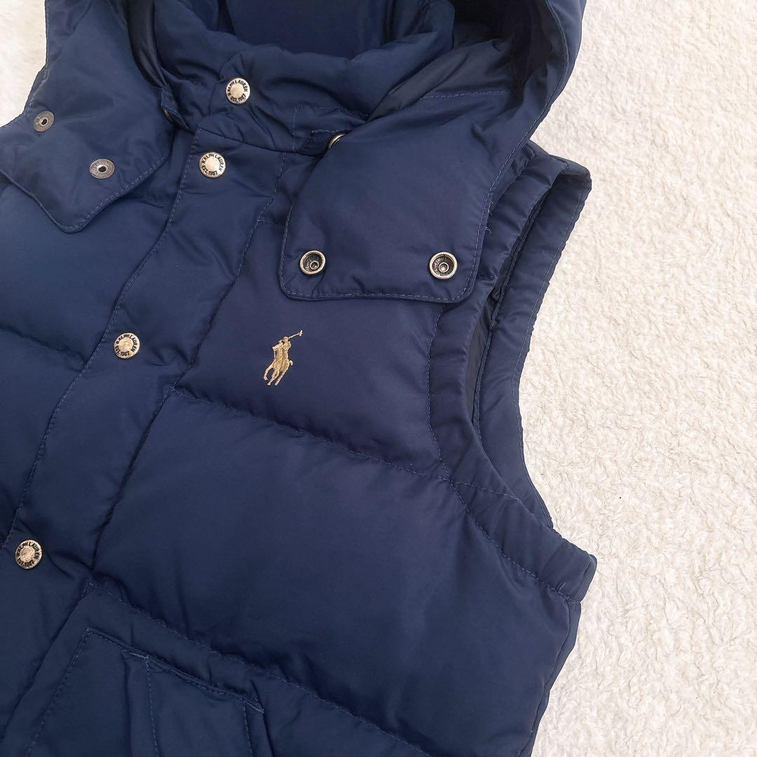 POLO RALPH LAUREN 2way ダウンベスト ホースロゴ 紺色 M