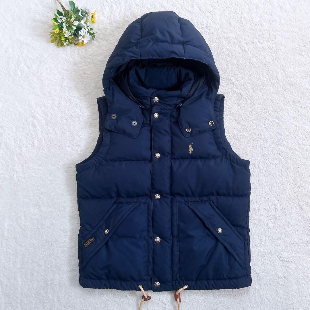 POLO RALPH LAUREN 2way ダウンベスト ホースロゴ 紺色 M