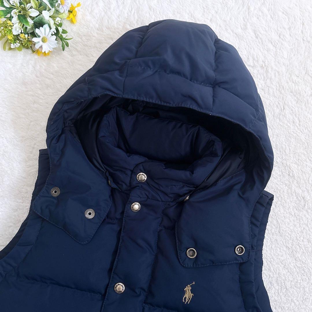 POLO RALPH LAUREN 2way ダウンベスト ホースロゴ 紺色 M