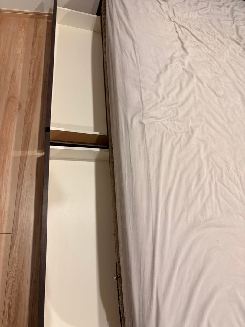 クイーンサイズ ベッドフレーム 引き出し付き ダークブラウン