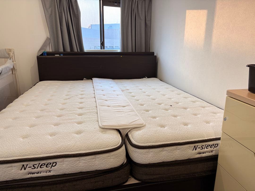 クイーンサイズ ベッドフレーム 引き出し付き ダークブラウン