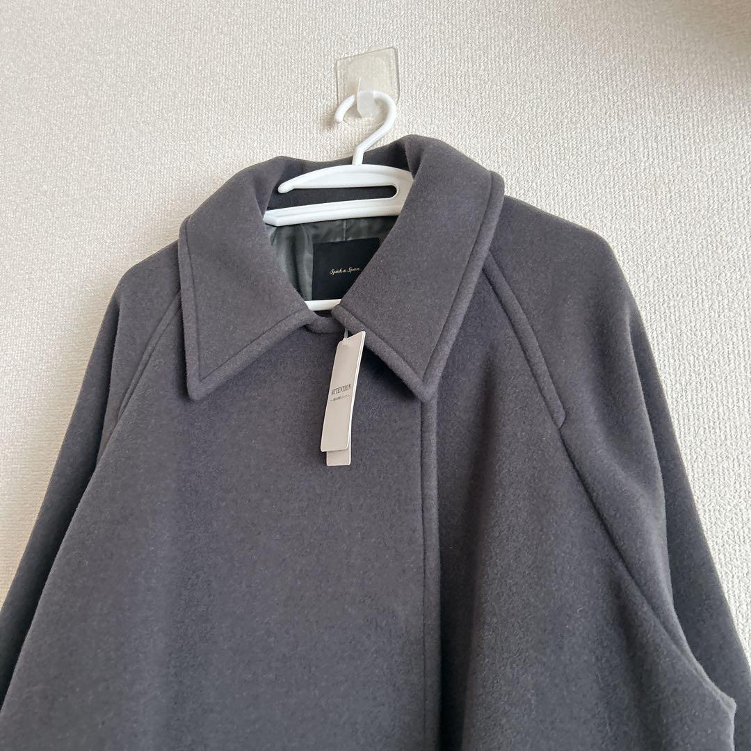 新品W/Nyモッサステンカラーショートコート　グレー　38