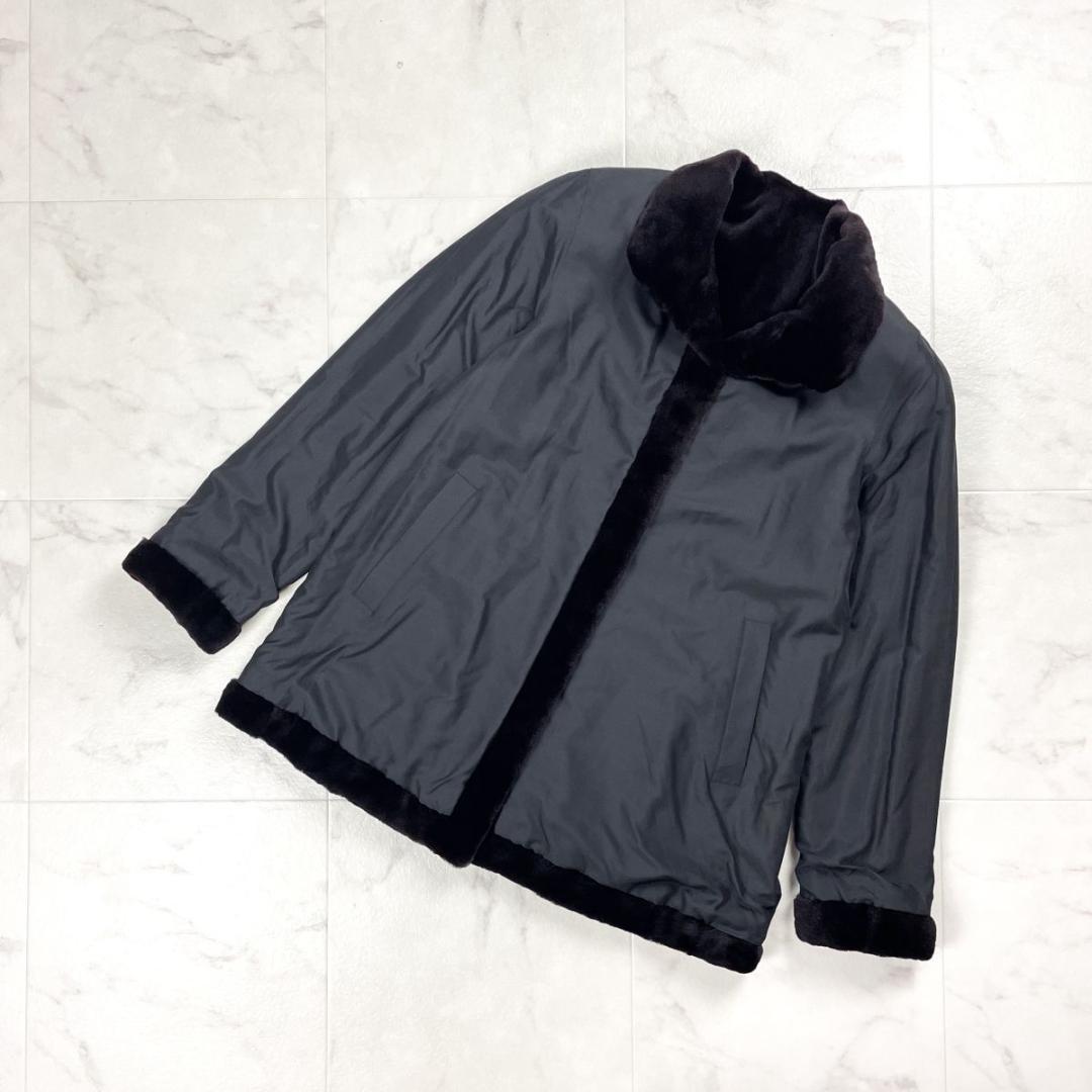 美品 サガミンクロイヤル ミンクファー リバーシブルコート 黒 M*HD328