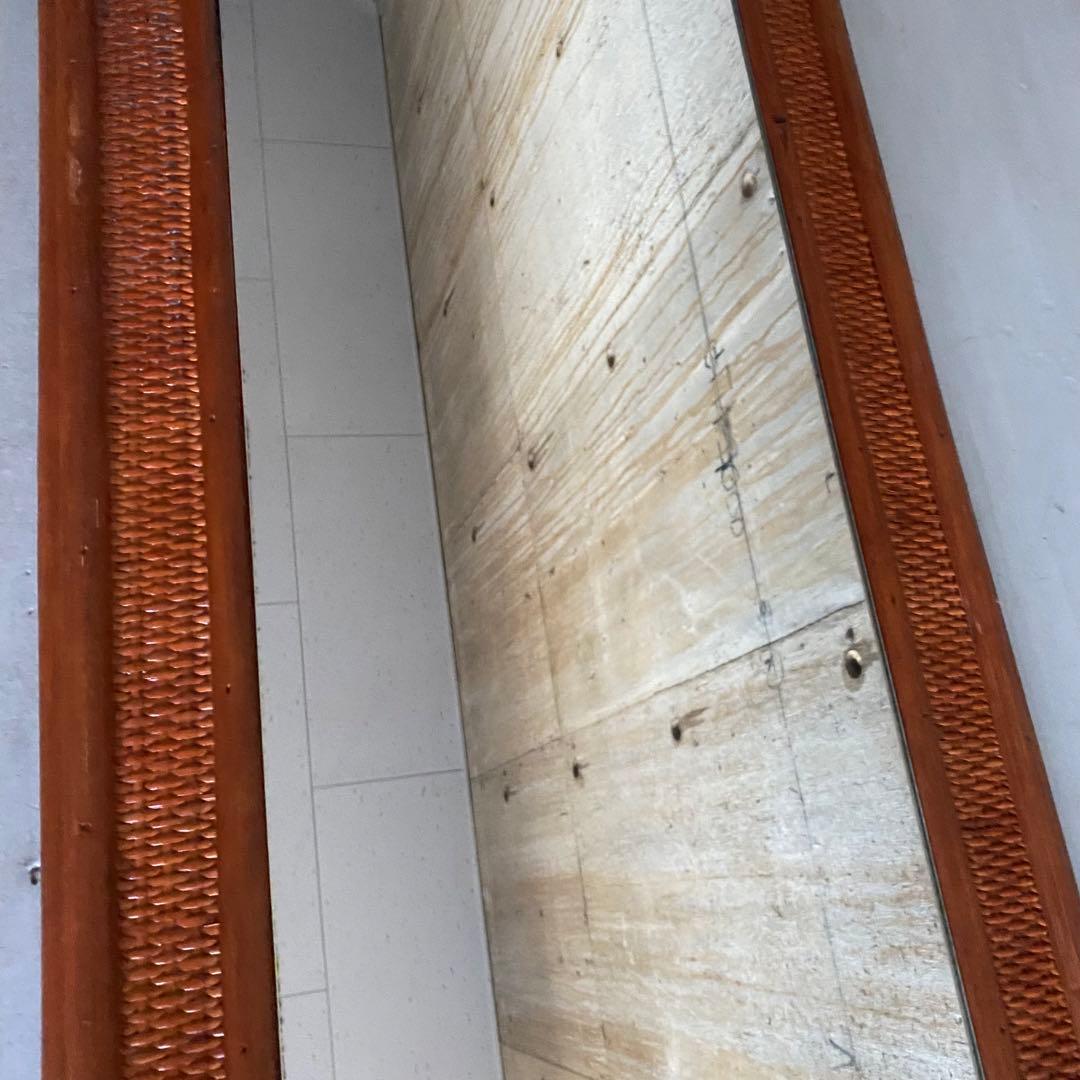 ラタン　籐　ウォールミラー　姿見　ヴィンテージ