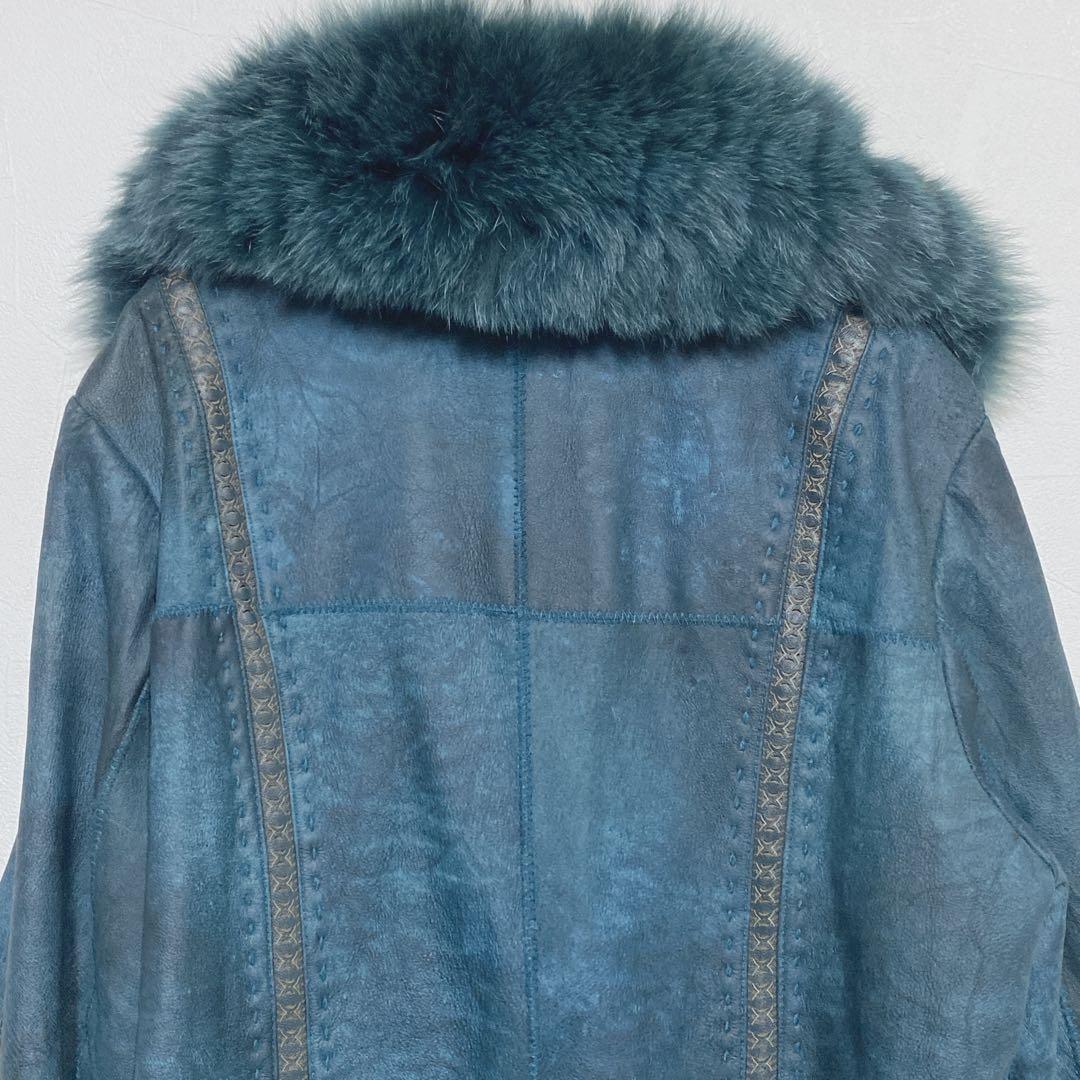 リアルレザー&ファーコート ラビット ブルーフォックス ラムテープ H945