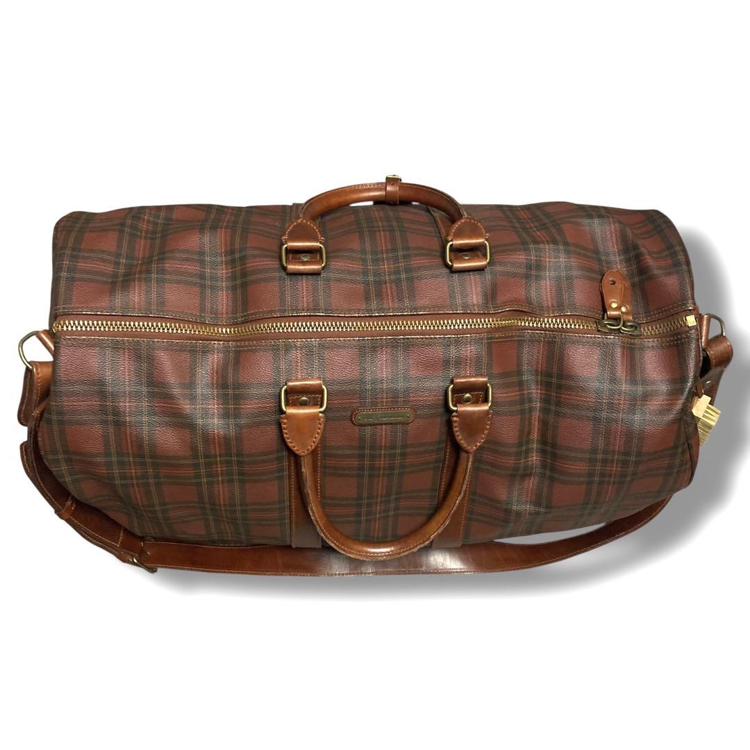 希少　美品　ポロラルフローレン　ボストンバッグ　2way　チェック　ブラウン