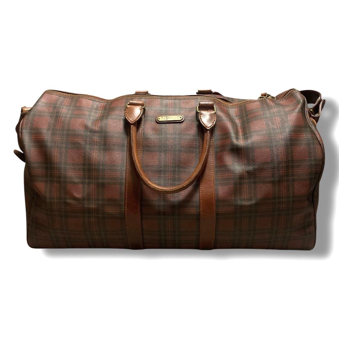 希少　美品　ポロラルフローレン　ボストンバッグ　2way　チェック　ブラウン