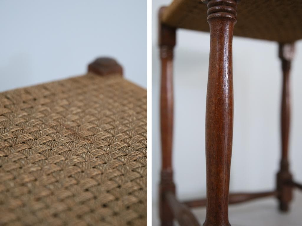 英国アンティーク木製スツール/腰掛けイス/チェア/ロープトップ(85-207)