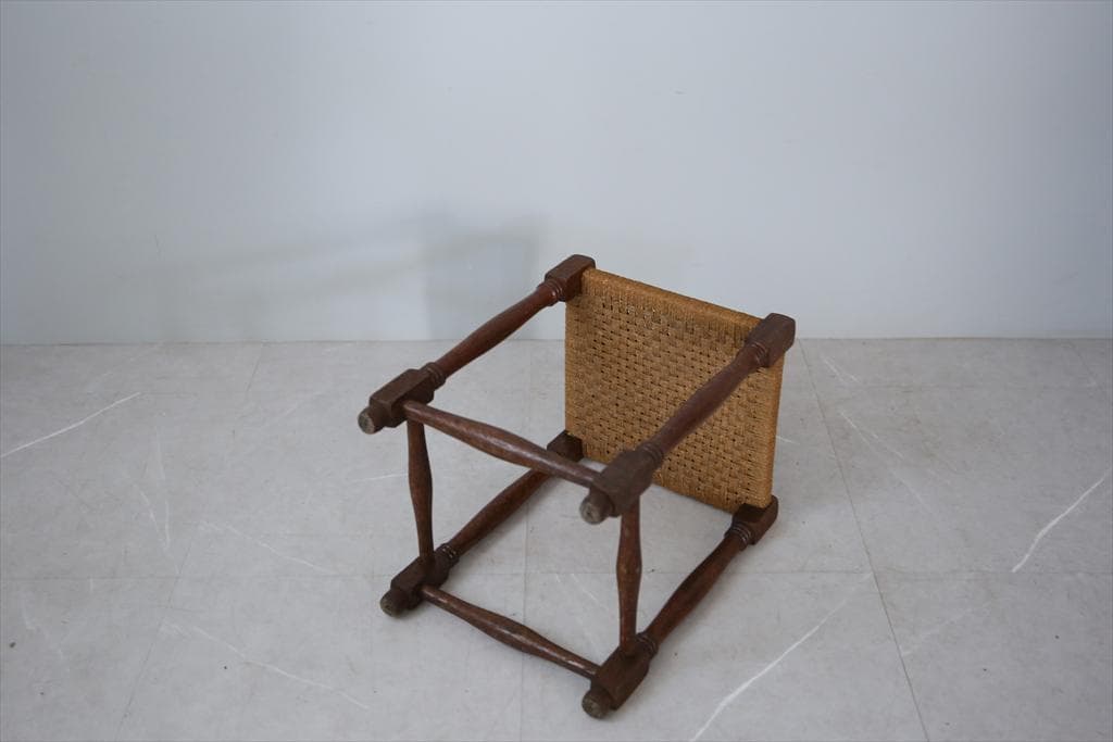 英国アンティーク木製スツール/腰掛けイス/チェア/ロープトップ(85-207)