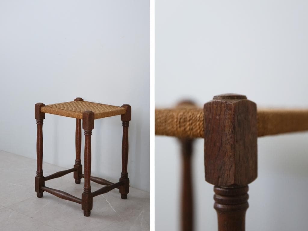 英国アンティーク木製スツール/腰掛けイス/チェア/ロープトップ(85-207)