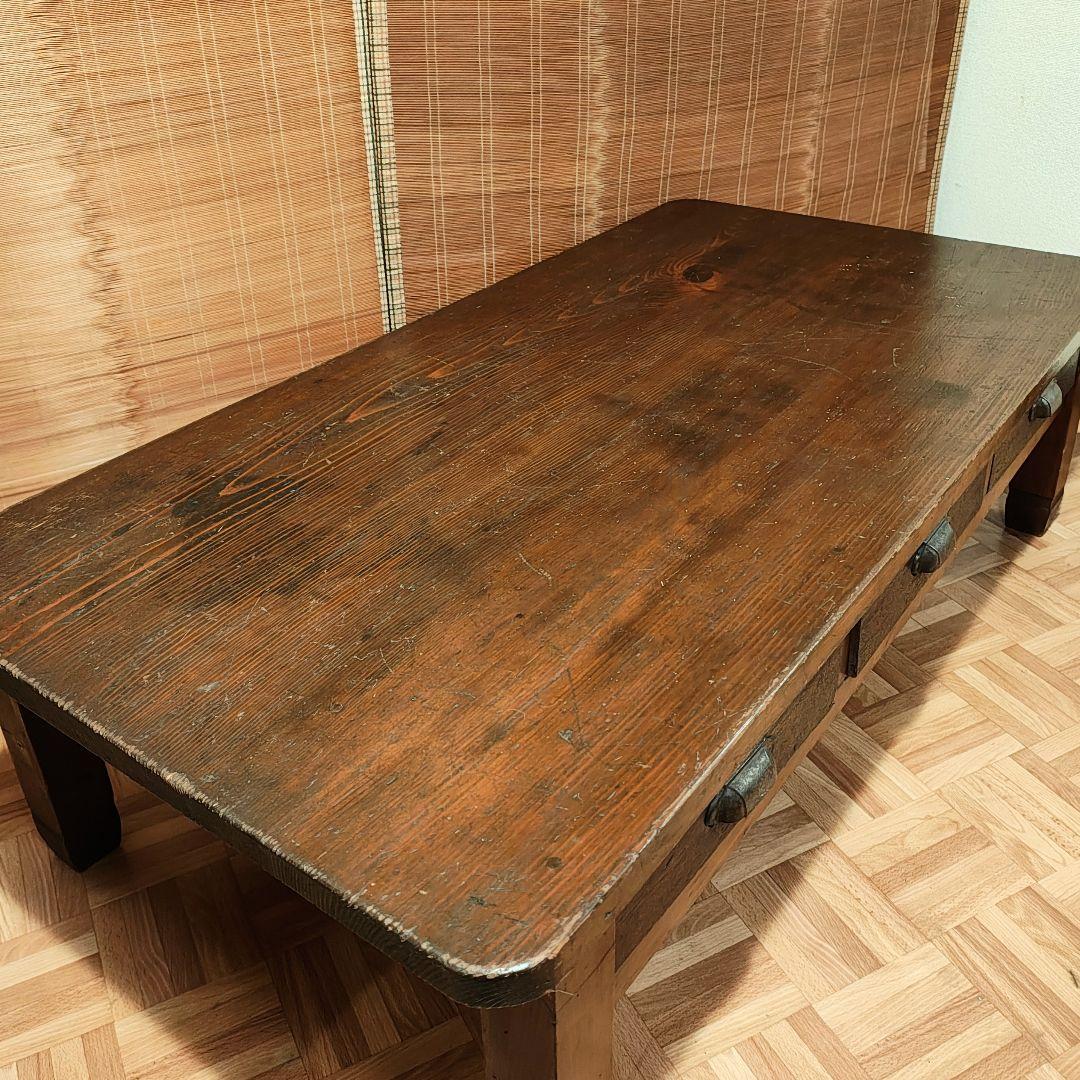 両引座卓　ちゃぶ台　文机　小引き出し6杯　昭和レトロ　古家具