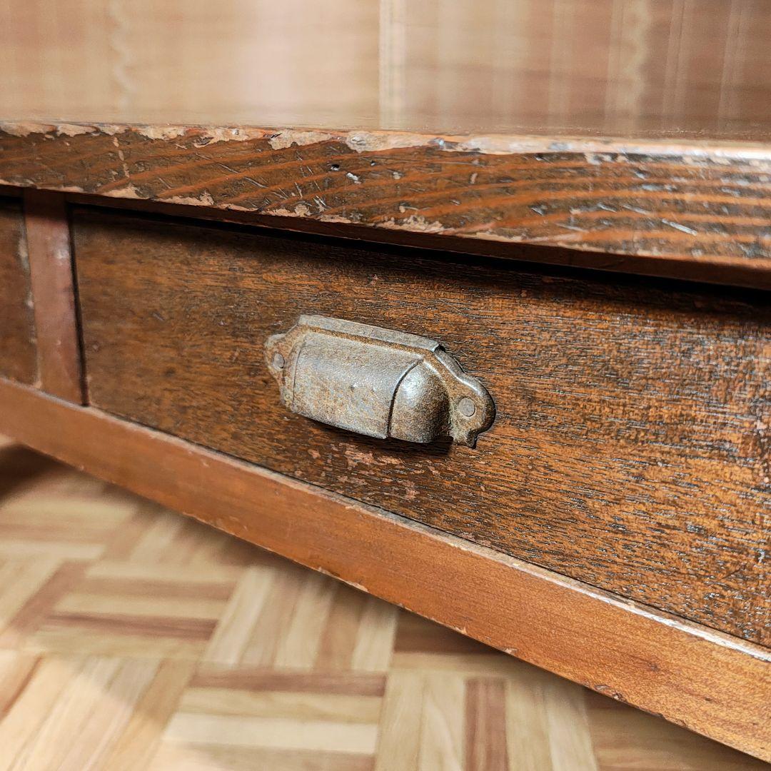 両引座卓　ちゃぶ台　文机　小引き出し6杯　昭和レトロ　古家具