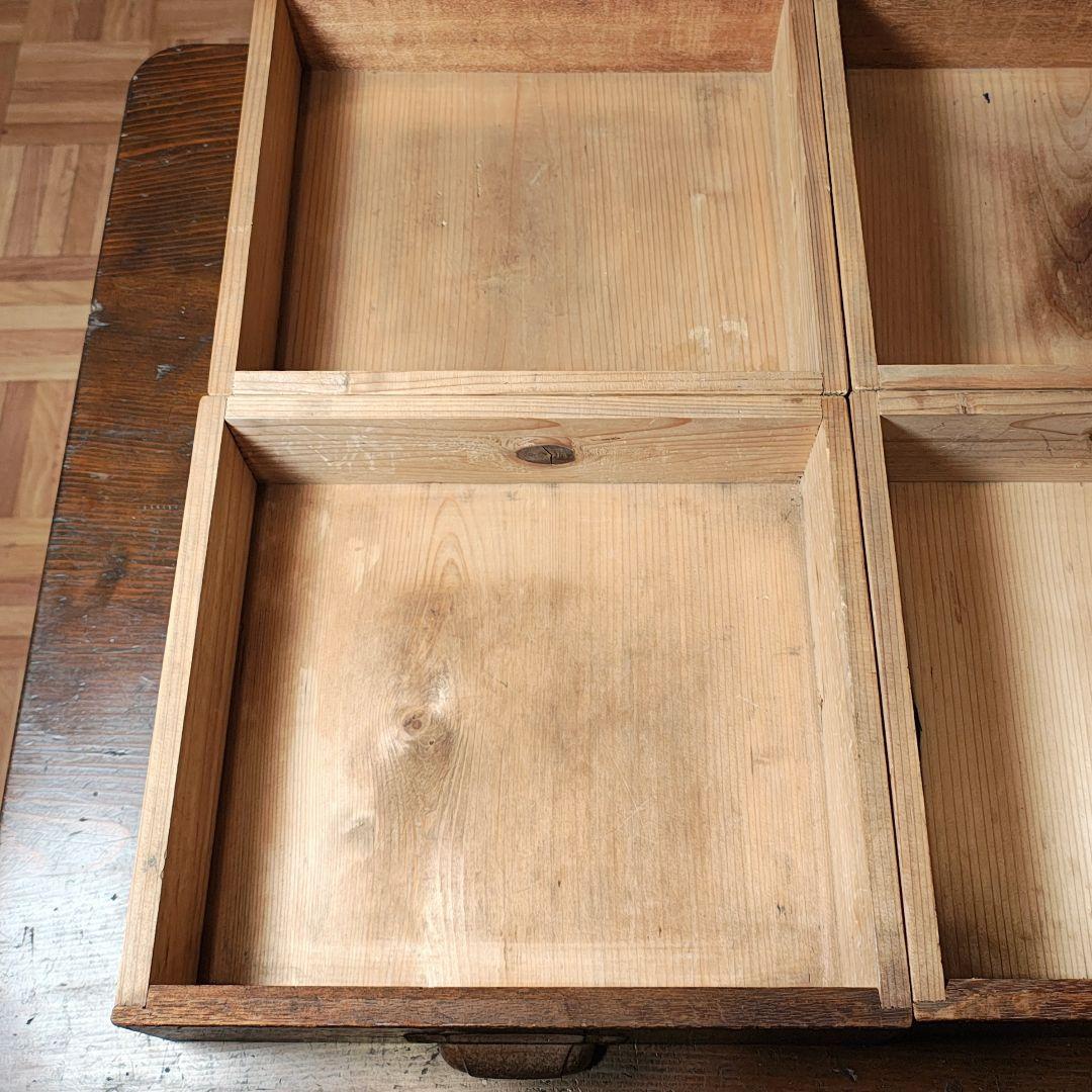 両引座卓　ちゃぶ台　文机　小引き出し6杯　昭和レトロ　古家具