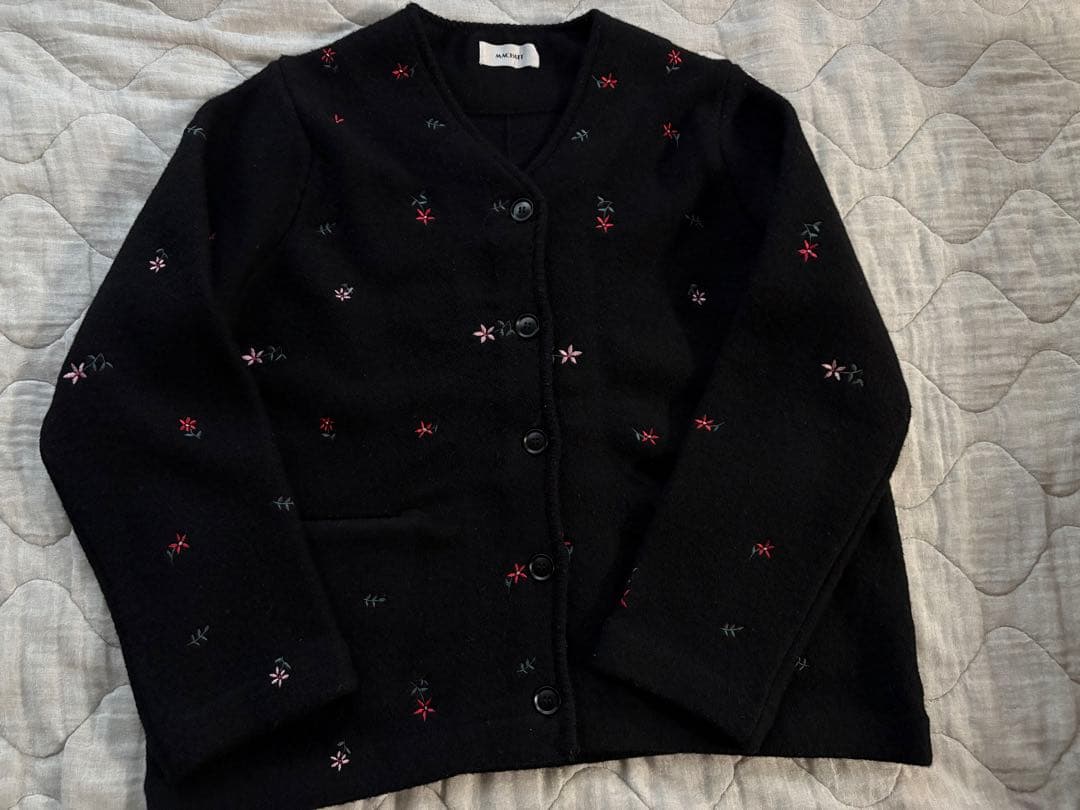 マチャット machatt エンブロイダリーウールジャケット 花柄 ブラック