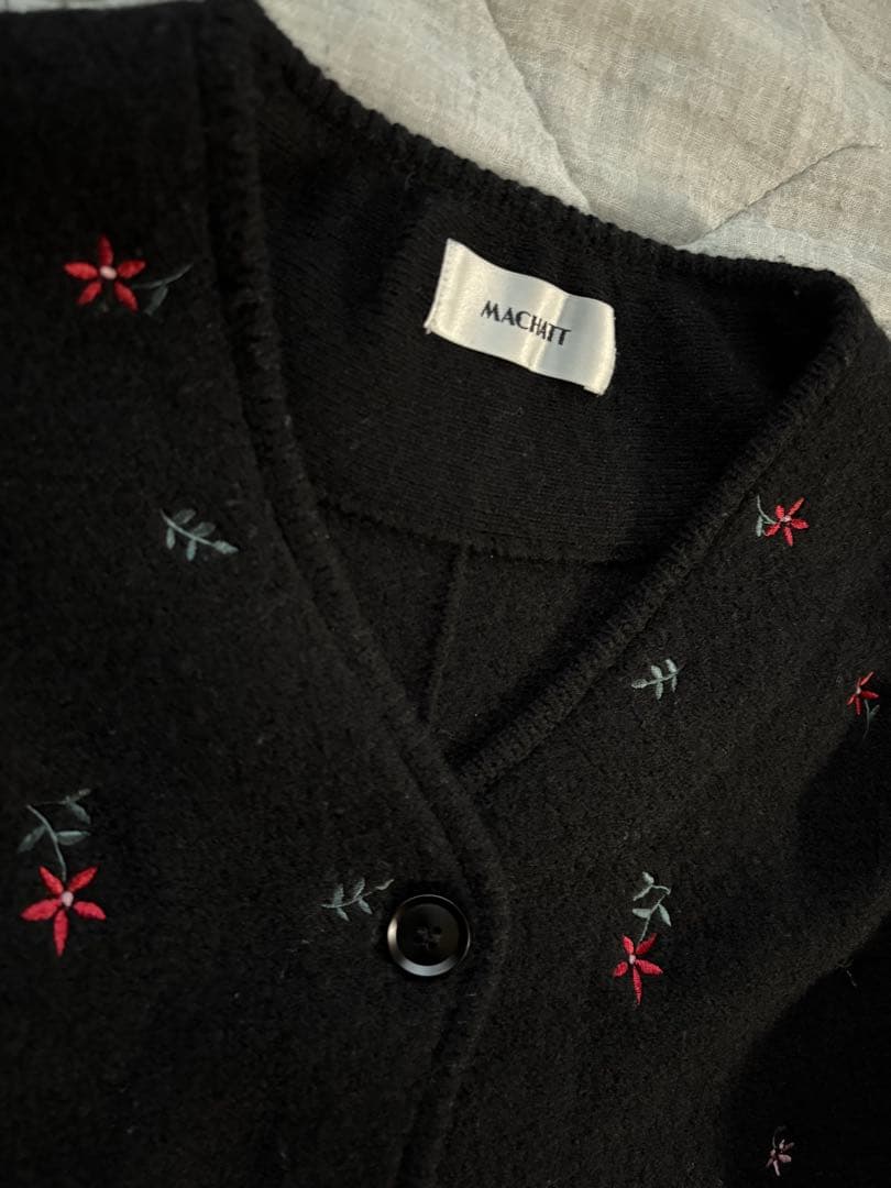 マチャット machatt エンブロイダリーウールジャケット 花柄 ブラック