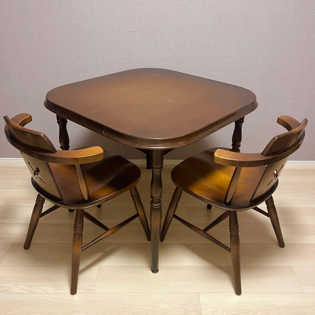 高級 ダイニングチェア 2脚セット 飛騨産業 キツツキマーク レトロ