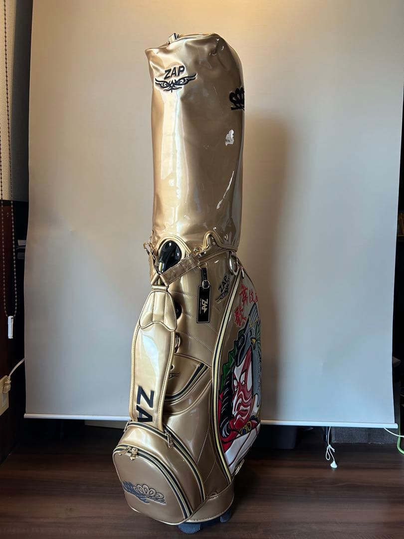 ザップZAPキャディーバッグ　歌舞伎画　ゴールド