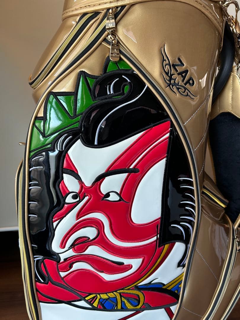 ザップZAPキャディーバッグ　歌舞伎画　ゴールド