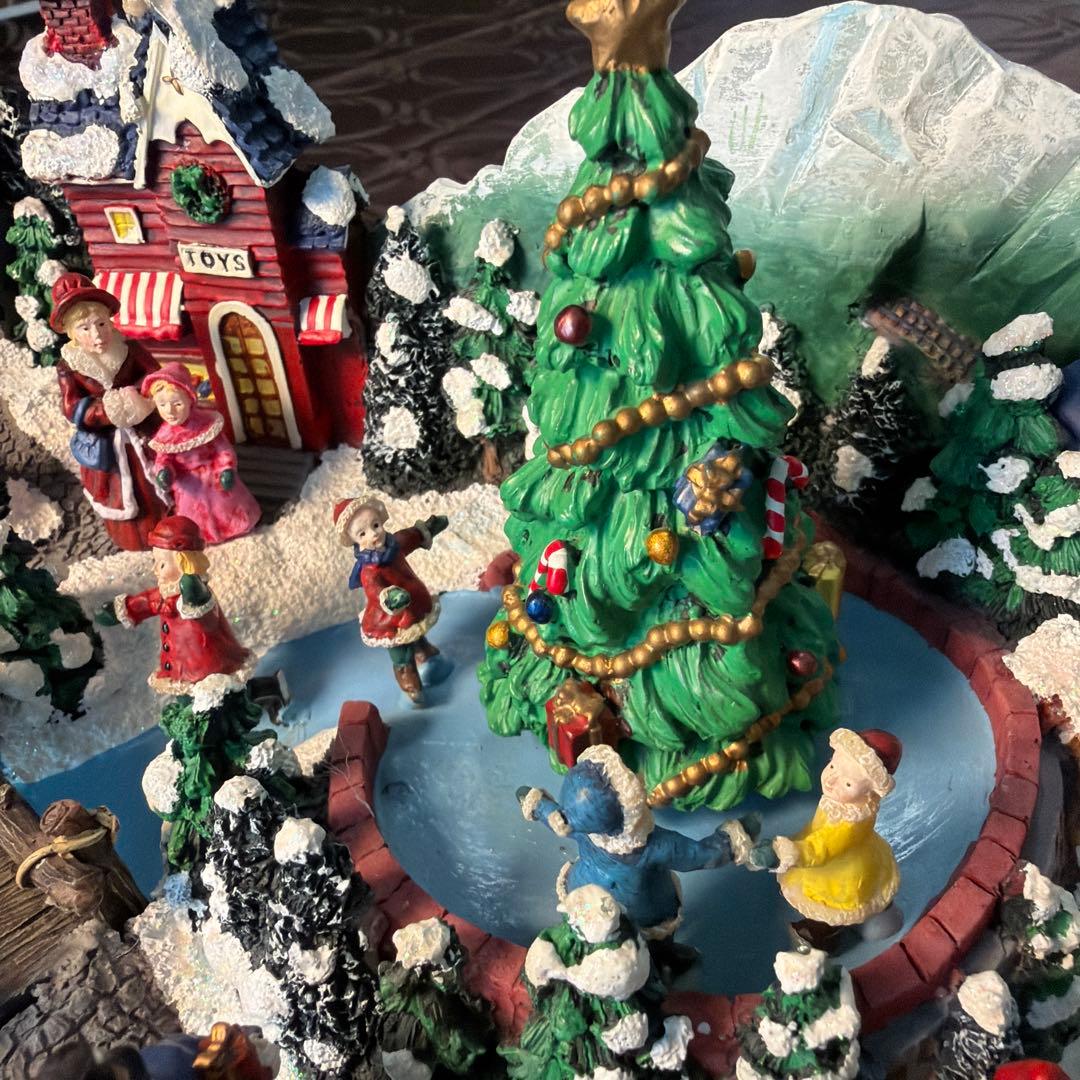 ークリスマスビレッジー 【極美品】 48cm特大輸入オブジェ オルゴール♪