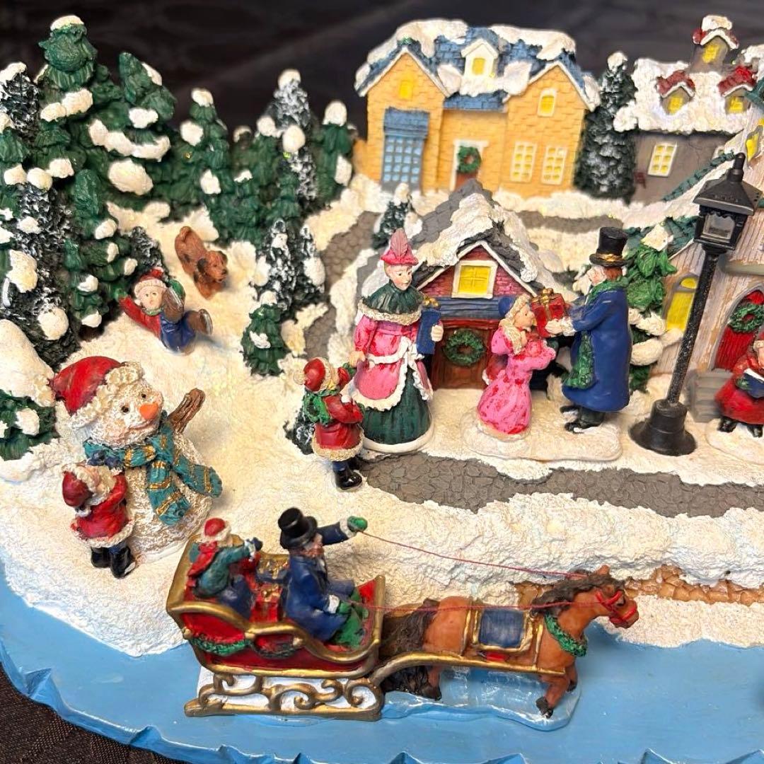 ークリスマスビレッジー 【極美品】 48cm特大輸入オブジェ オルゴール♪