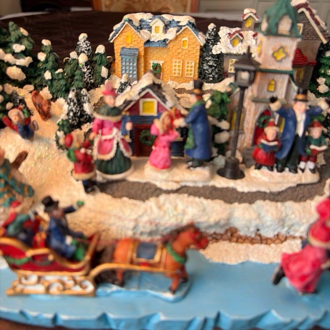 ークリスマスビレッジー 【極美品】 48cm特大輸入オブジェ オルゴール♪