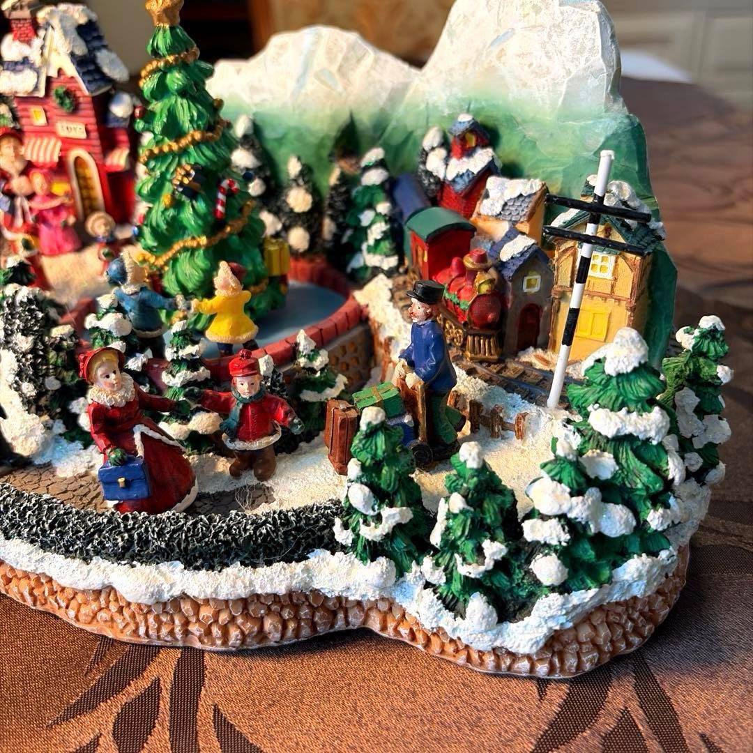 ークリスマスビレッジー 【極美品】 48cm特大輸入オブジェ オルゴール♪